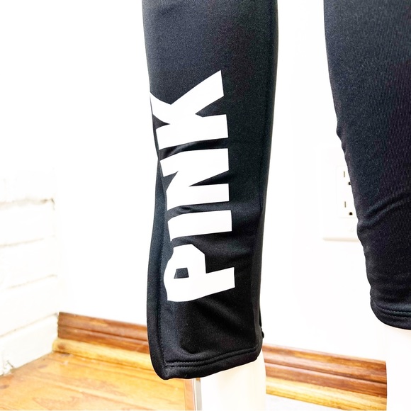 PINK by VICTORIA SECRET skinny black track pants zip ankle, tie waist NWOT sz M - Picture 5 of 9
